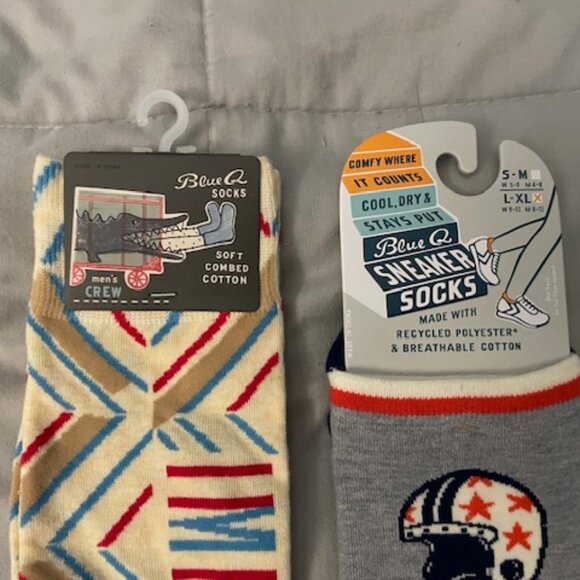 NWT Blue Q Socks Bundle 2 total Men's L-XL Crew Sneaker Fun Socks NEW Gifts $30 - Picture 3 of 13